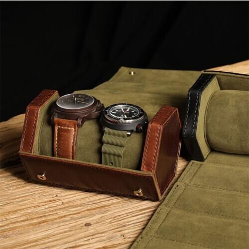 2 Slots Genuine Leather Watch Box Fashion Travel Watch Display Storage Box Jewelry Gift Case