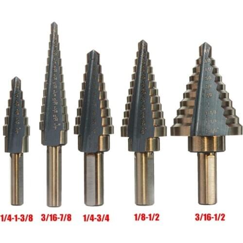 5Pcs/Set High Speed Steel Twist Cone Drill Bit Ladder Hole Cutter Reaming Tools
