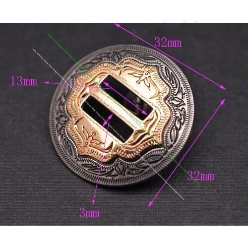 6X Western Cowboy Gold Sliver Saddles Tack Headstall Bridle Leathercraft Belt Hatband Slotted Conchos Buckle 1-1/4"