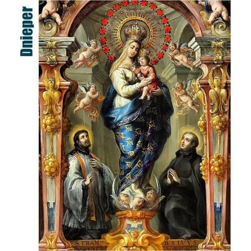 5D Diamond Embroidery Full Square Religion Diamond Painting Catholicism Cross Stitch Mosaic Full Layout Crafts Home Decoration