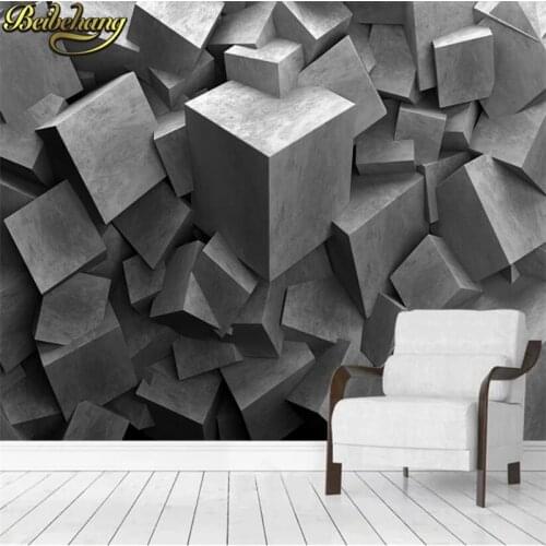 Beibehang custom Cement block geometry mural wallpaper Modern Living Room Sofa TV Background Waterproof Wallpaper Wall Covering