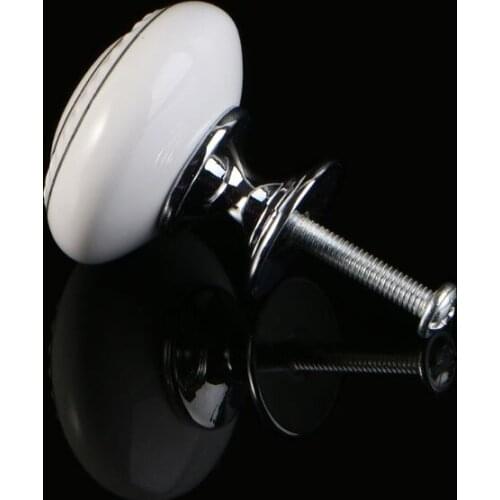 P15D White Ceramic Door Knob Drawer Wardrobe Kitchen Cabinet China Pull Handle New
