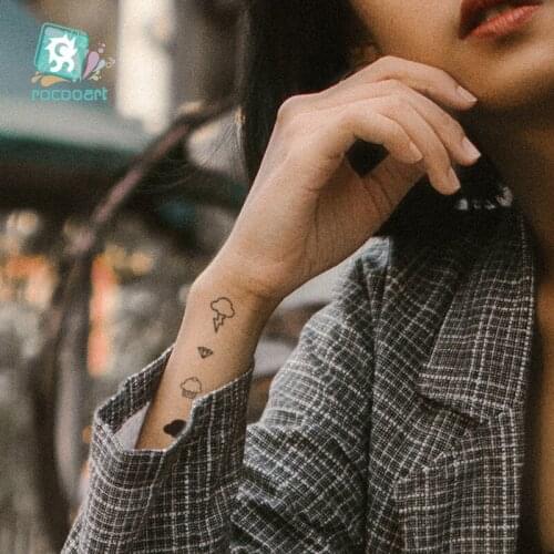 Hot Small Cloud Black Cartoon Temporary Tattoo Cute bulb Small lightning Tattoo Sticker Love Women Body Finger Art Waterproof Ta