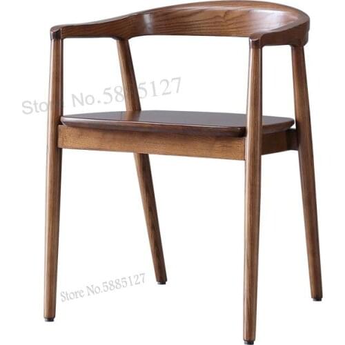 Designer Chair Creative Nordic Solid Wood Simple Hiroshima Kennedy President Chair Armrest Dining Chair New Chinese Circle Chair