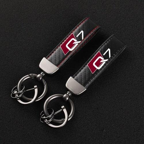 For audi q7 car Accessories High-Grade Leather Car KeyChain 360 Degree Rotating Horseshoe Key Rings