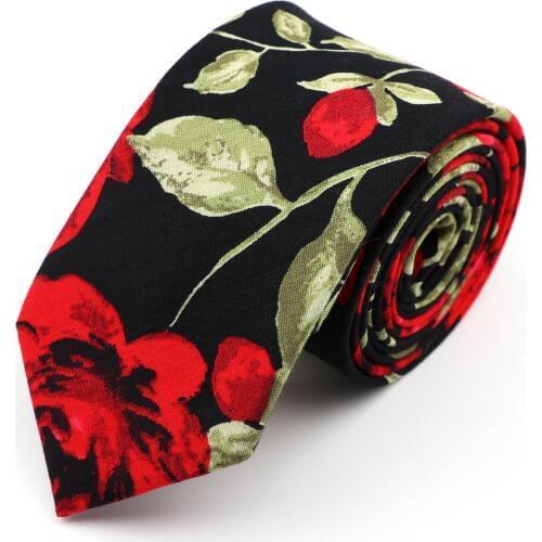 High Quality Cotton Floral Ties For Men Casual Slim Neckties Gravata Skinny Wedding Party Business Rose New Design Accessories