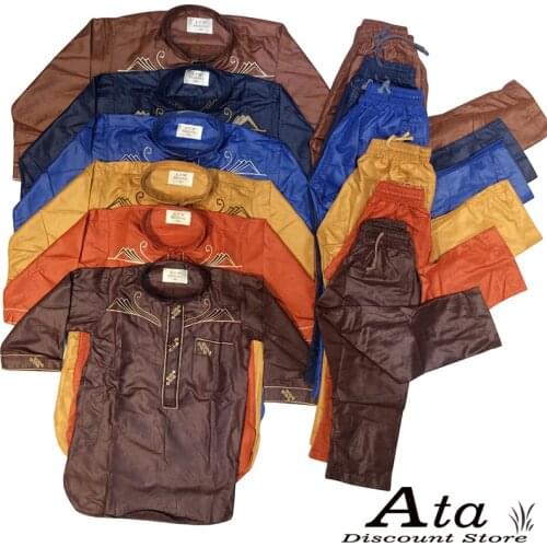 2021Muslim Jubba Thobe Jacket and Trousers Together Satin Embroidery Abaya For Children kaftan Pakistan Prayer little Kids1-3yea