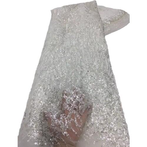 African Lace Fabric Hot Sale High Quality Nigerian Sequins Lace French Tulle Lace Fabric Latest Mesh Lace For Wedding Party