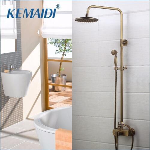 KEMAIDI Wall Mount Shower Set Torneira Bathroom Shower Head With Hand Shower Spray Rainfall Bathtub Chrome Sink Faucet Mixer Tap