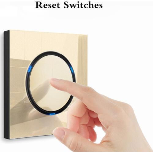 With USB Champagne Gold 1 2 3 4 Gang 1 Way 2 Way Glass Mirror Switch 86 type Wall Switch France Germany UK socket Household