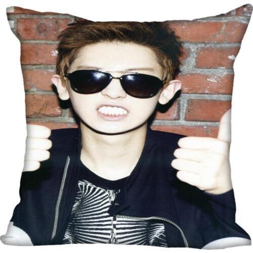 Custom Kpop EXO Park Chanyeol Printed Square silk Pillowcases 40x40cm,35x35cm One Side Satin Pillowcase Custom Logo