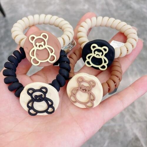 New Cute Cartoon Hair Ring Bear Frosted Phone Cord Hair Rope Girl Candy Color Elastic Head Rope Hair Accessories