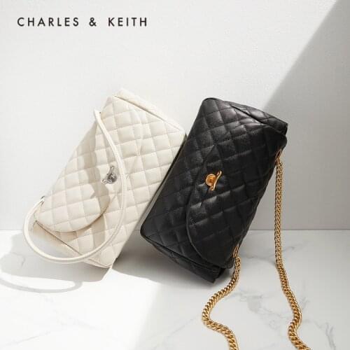 CHARLES＆KEITH New Arrival for Summer 2021CK2-50781472 Ladies rhombic chain shoulder armpit bag
