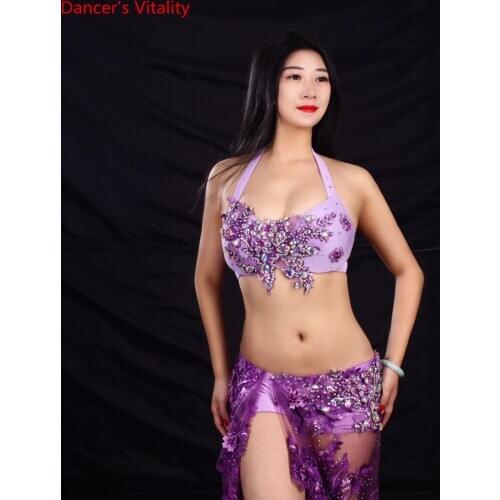 New belly dance performance costume group costume competition lace Skirt Deep Bra Top Long Skirt 2pecies Oriental Dance Suit