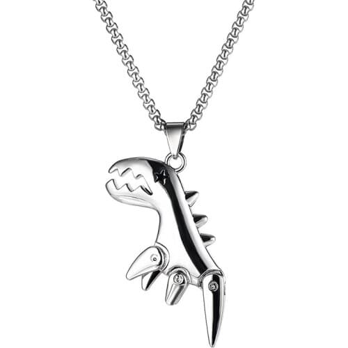 Cute Animal Small Dinosaur Pendant Necklace Women Men Stainless Steel Chains Cartoon Jewelry Fashion Choker Girl Gift Wholesale
