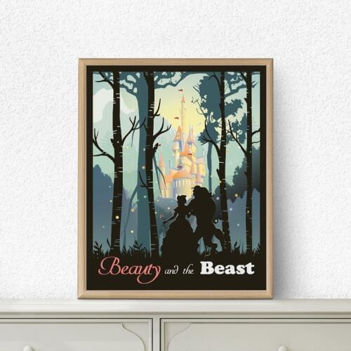 Prince and princess Print Movie Poster Art Canvas Painting Fairytale Book Wedding Princess Vintage Nursery Wall Art Decor