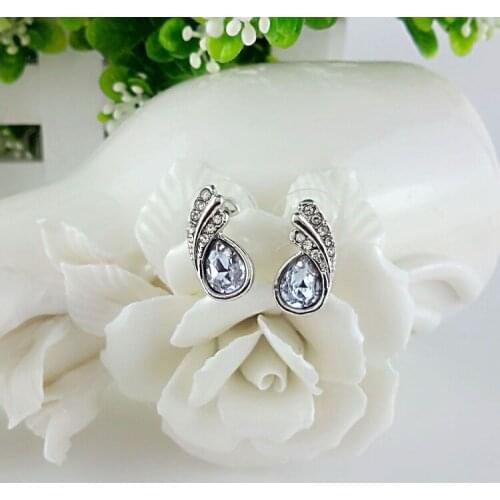 QiLeSen Womens 100% 925 Sterling Silver Stud Earrings / Earrings Silver Light Purple Fine Jewelry Bride Christmas Gif E0184