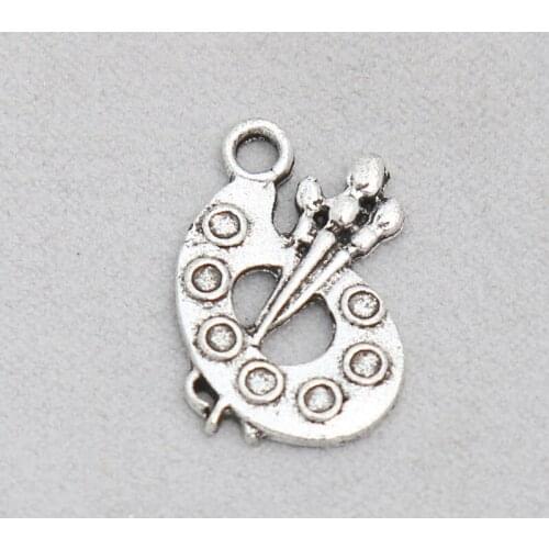 RAINXTAR Fashion Antique Silver Color Alloy Palette Stationery Charms School Things Charms 8*16mm 50pcs AAC112