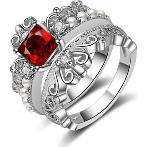 Retro Fashion Luxury Crown New Crown Pair Ring Sets Hollow Ring Palace Style Jewelry Ring Good Quality