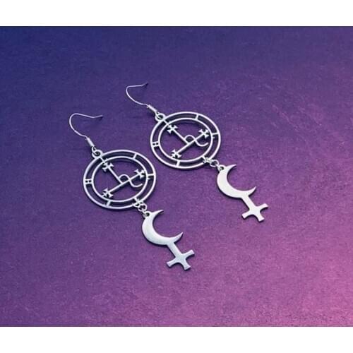 Lilith Sigil Black Moon earrings Lilith Earring Alternative,Goth,Minimal,Witch,Gothic,Luciferian Satanic Amulet Talisman Jewelry