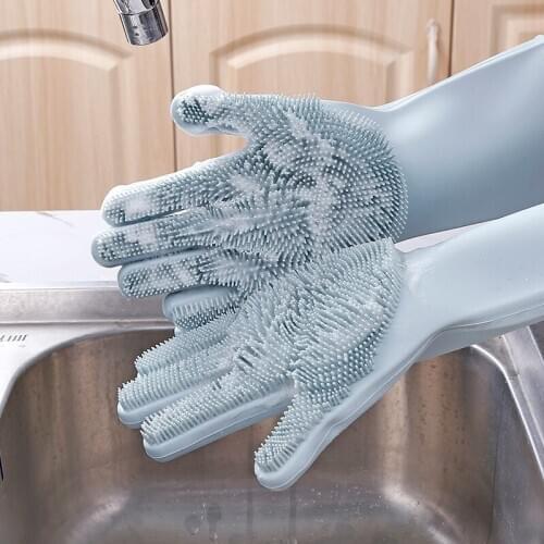 Silicone dishwasher gloves. Wash dishes and brush household gloves. Non slip wear resistant kitchen gloves magic household glove