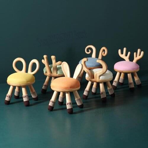 Nordic Solid Wood Childrens Chair Simple Baby Backrest Small Bench Creative Cartoon Low Stool Kindergarten Stool