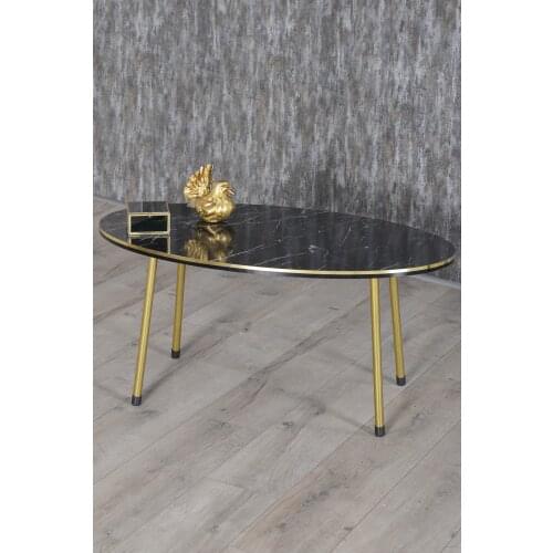 Modern Center Table İskandinav Gold Metal Toe Double Gold Also Mounted Medium Coffee Table Tea Coffee Service Table Ellipse Living Room living room Table