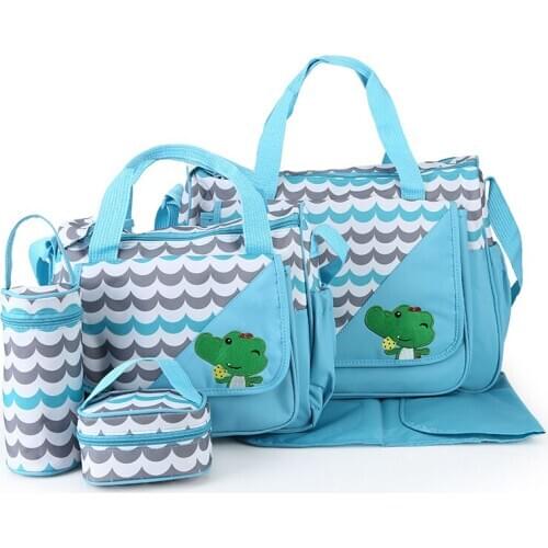 5pcs/set New Fashion Mummy Bag Baby Diaper Bags Maternity Nappy Bag Mommy Baby Care Carriage Stroller Bag Organizer