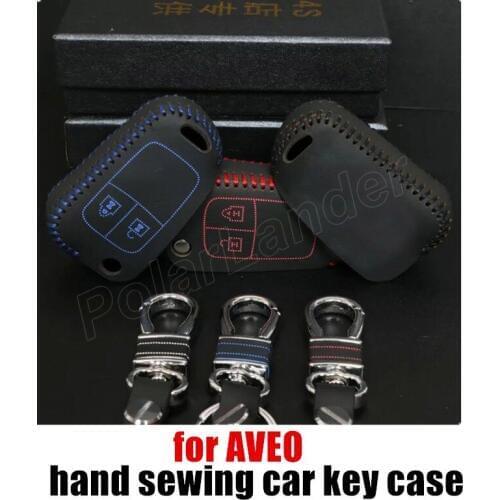 Only Red case fit for CHEVROLET SAIL 3 AVEO car key case genuine quality leather car key cloth sewing by hand car key cover