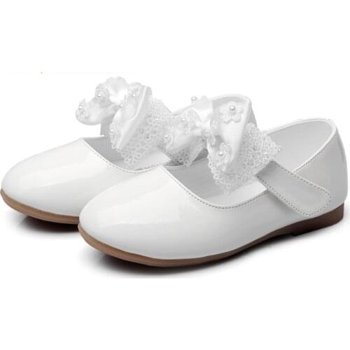 Flower Children Girls White Red Patent Leather Princess Shoes For Toddler Baby Girls School Bow Wedding Party Dress Shoes New