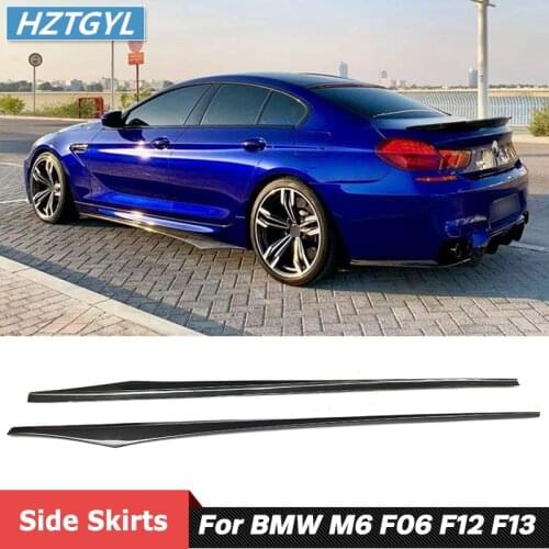 V Style Carbon Fiber Material Side Skirts Extensions Lip For BMW 6 Series F06 F12 F13 M6 Car Tuning 2012-2017