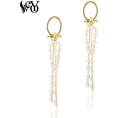 VEYO Fashion Hollow Long Statement Tassel Zircon Drop Earrings For Women Jewelry Brincos