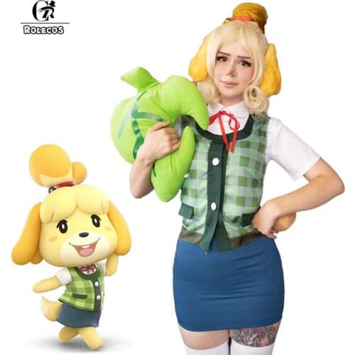 Animal Crossing Isabelle Cosplay Costume Game Animal Crossing New Horizons Costume Women Uniform Outfit Tail Headwear
