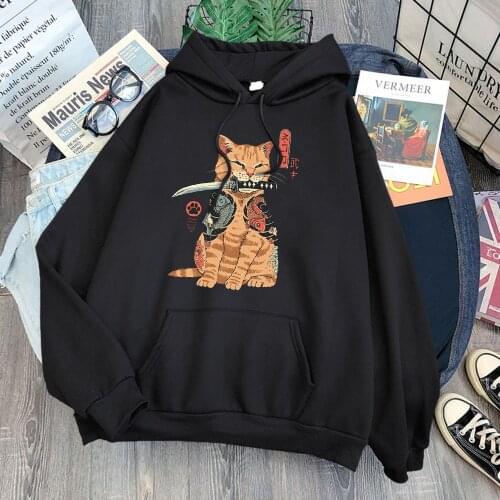 Catana Cat Kawaii Comics Printing Woman Hip Hop Casual Hooded Harajuku Fleece Hoody 2021 Spring Comfortable Women Streetwear
