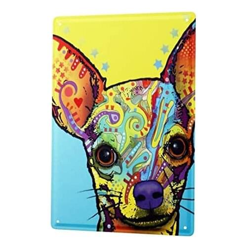 Tin Sign Decor Plaques Dog Chihuahua