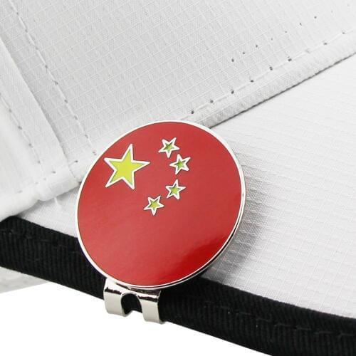 1.18" Chinese Flag Golf Ball Mark w Magnetic Golf Cap Clip Red Flag Golf Marker Gift for Golfer Golf Training Aids