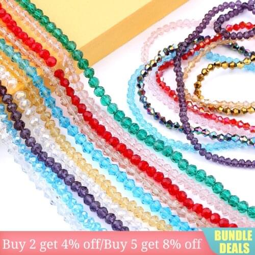10Strands/Pack Multi Color Glass Bicone Beads Crystal Charms Round beads For Jewelry Making DIY Bracelet Necklace Accessories