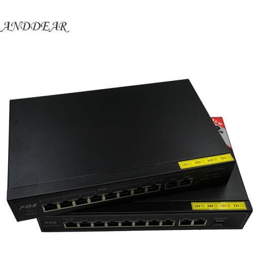 POE 48v 10 port gigabit unmanaged poe switch 8*10/100 mbps POE poort; 2*10/100/1000 mbps UP Link poort; NVR poort 280M