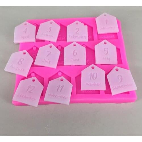 12 Months Tag Aromatherapy Plaster Mold Silicone Mold Chocolate Mold