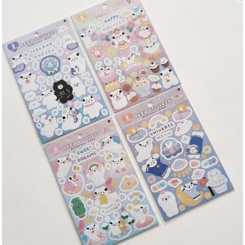 2 Sheets Kawaii Cat Meow Decorative Stickers Album Scrapbooking DIY Journal Stationery Stickers Aesthetic School Supply