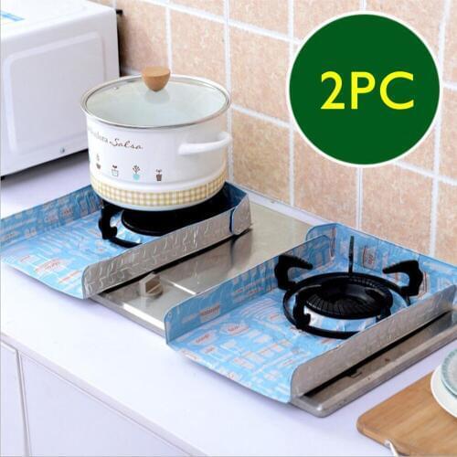 2PC Foldable Gas Stove Wind Shield Baffle Oil Splash Screen Cover Anti Splatter Plates Cooker Covers Wind Shield 50gC