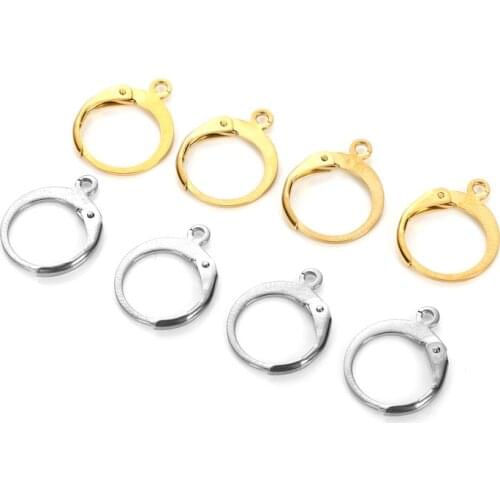 20Pcs/lot 14x12mm Gold Stainless Steel Hypoallergenic Earring HooksEarrings Clasps For DIY Jewelry Making Accessories