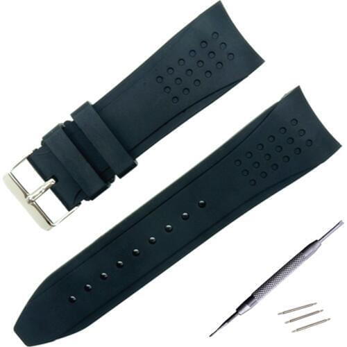 24mm Rubber Watchband Curved End Strap for Cas Edifice Lineage Oceanus Analogue EQW-M710L Watch Band Steel Buckle Wrist Strap