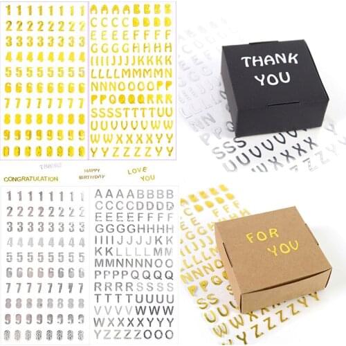3sheet/lot18*9.7cm Gold And Silver Numbers Letter Stickers Diy Notebook Gift Stickers Labels Scrapbook Stickers Supplies