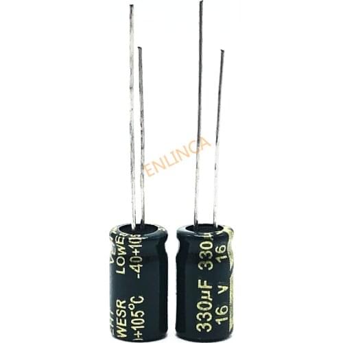30pcs 16V 330UF 6*12 high frequency low impedance aluminum electrolytic capacitor 330uf 16v 20