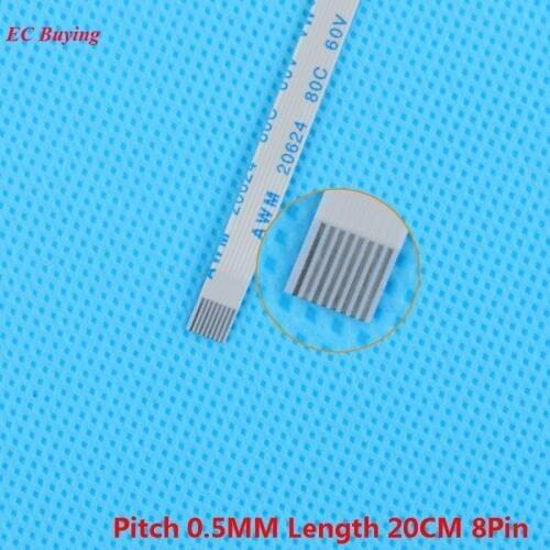 5Pcs FFC 200mm Length 8 Pin Ribbon Cable 8Pin Flat Cable Reverse Direction 0.5mm Pitch 20cm Length Opposite 8Pins For TTL