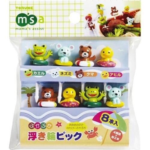 8PCS Swimming Laps Animal Fruit Dessert Fork Set Mini Cartoon Children Snack Cake Dessert Pick For Kids Lunches Party Decor