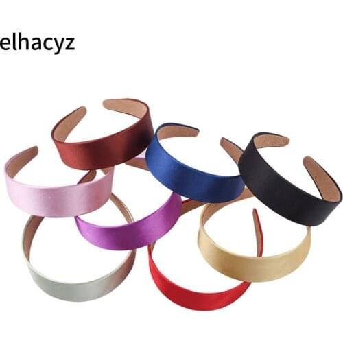 8pcs/lot New Chic Lady Smooth Solid Satin Hair Band Plain Alice Headbands 4CM Wide Hairband Ribbon Women Girls Hair Accessories