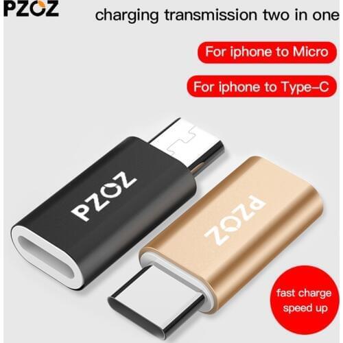 PZOZ For iPhone to Type C Adapter to Micro USB Cable Converter charging for Xiaomi redmi 5 plus 4x mi 8 A1 6 x oneplus usb-c OTG