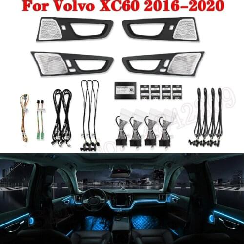 Car Ambient Light For Volvo XC60 2016-2020 Dedicated button Control Decorative LED 64 colors Atmosphere Lamp illuminated Strip